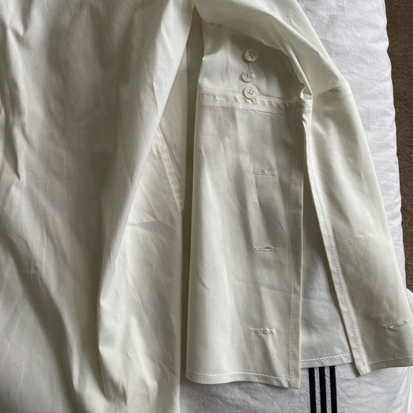 Rosie Assoulin Ivory Collared Button Down with Flared Sleeves & Button Vent Back - Picture 8 of 13